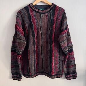 Tundra Canada Vintage Crew Neck 3D Textured Cosby Chunky Sweater Size Large